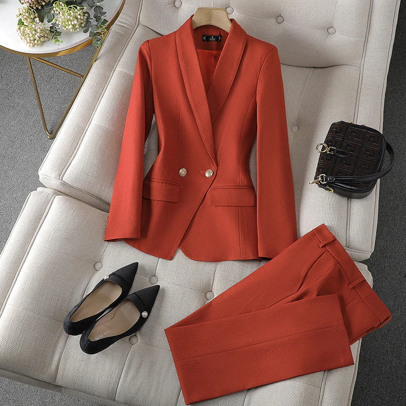 Kalea women’s two-piece blazer and trousers set – structured tailored suit for autumn winter fashion