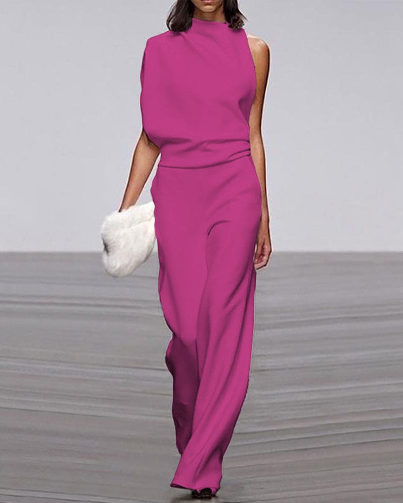 Elina women’s elegant high-neck jumpsuit with long sleeves and refined tailoring