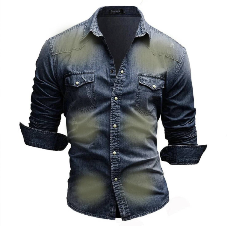 Rowan men’s classic denim shirt with chest pockets and button placket