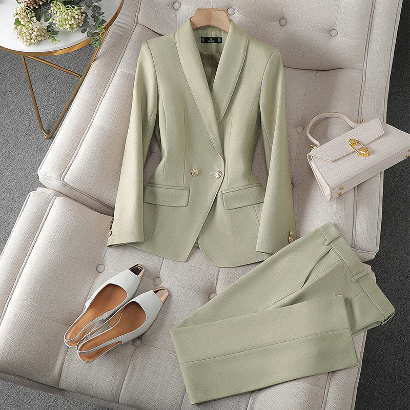 Kalea women’s two-piece blazer and trousers set – structured tailored suit for autumn winter fashion