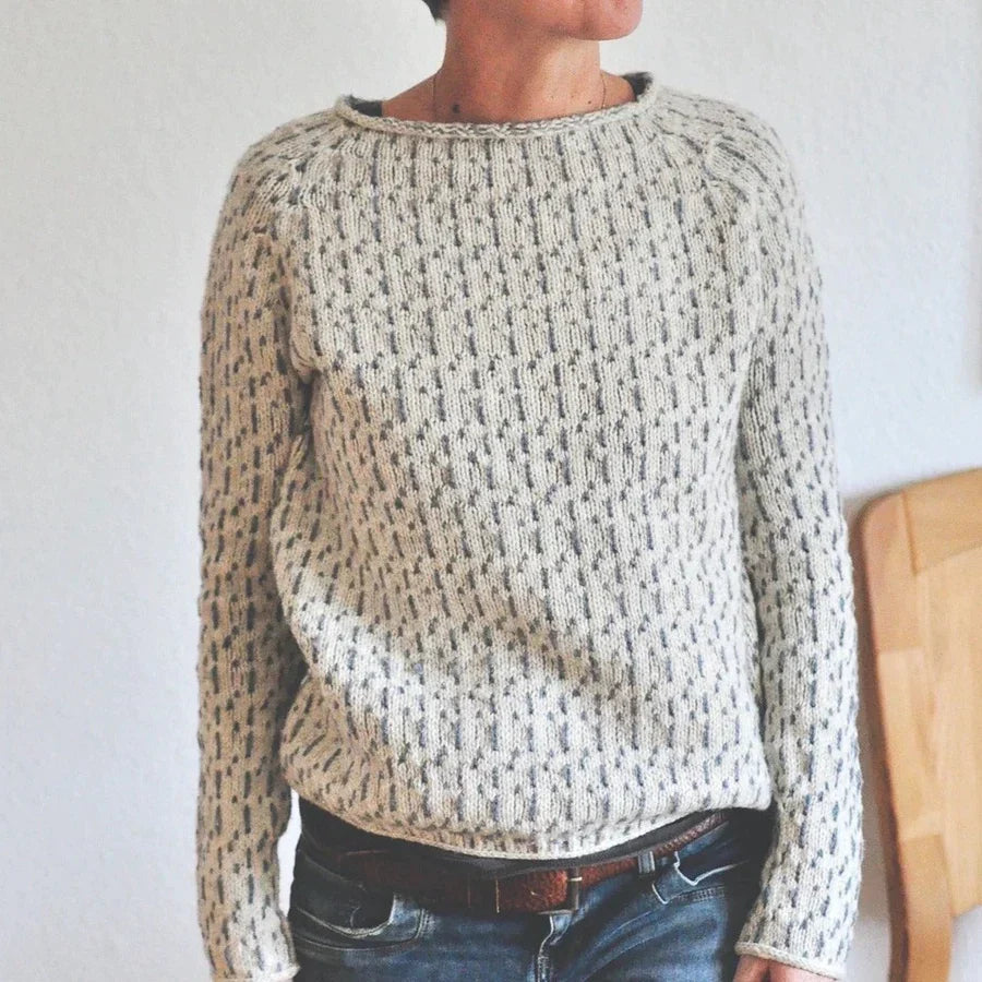 Women’s boat neck knit sweater with relaxed neckline