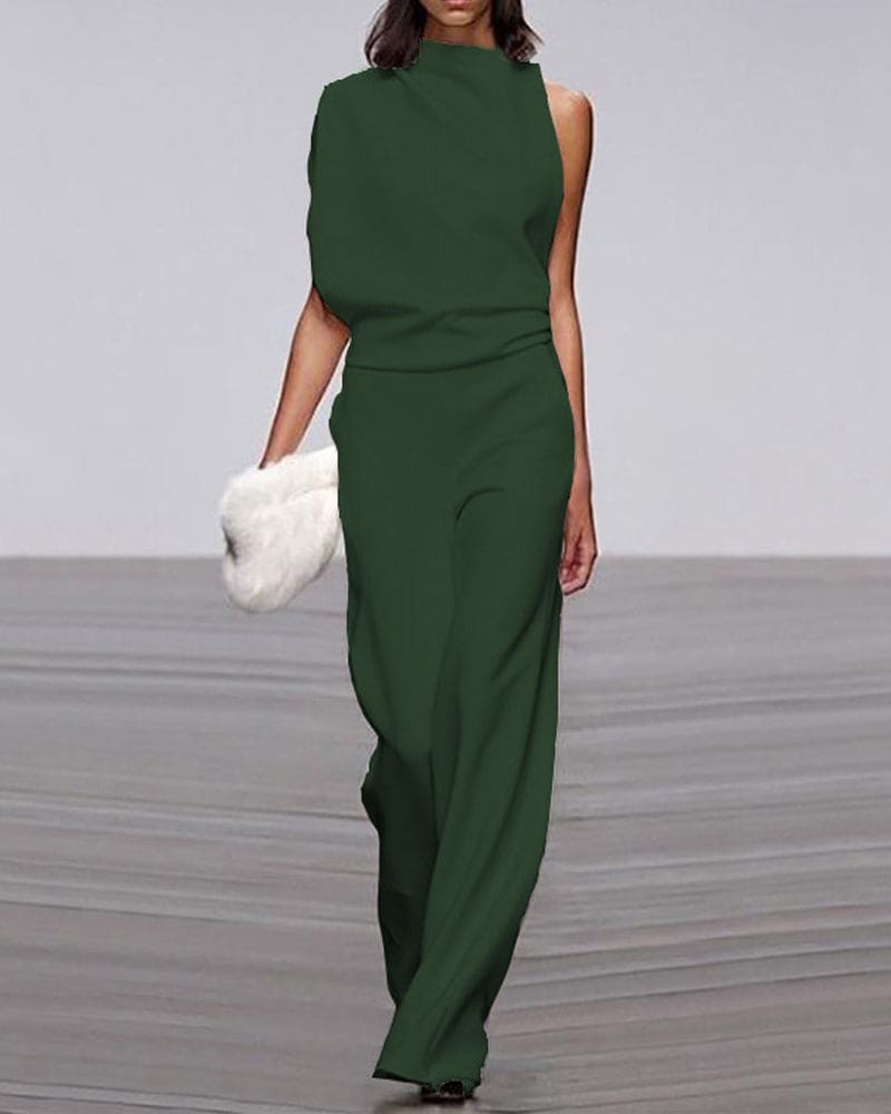 Elina women’s elegant high-neck jumpsuit with long sleeves and refined tailoring