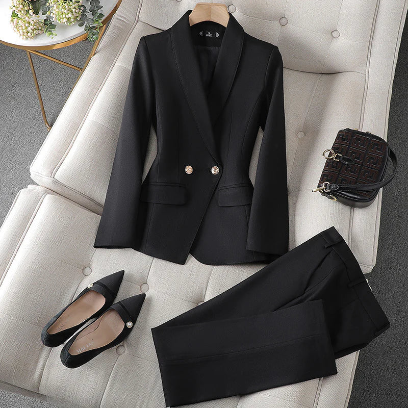Kalea women’s two-piece blazer and trousers set – structured tailored suit for autumn winter fashion