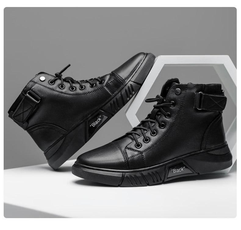 Cyrus men's faux leather boots with a streamlined shape and a sturdy sole for good support.