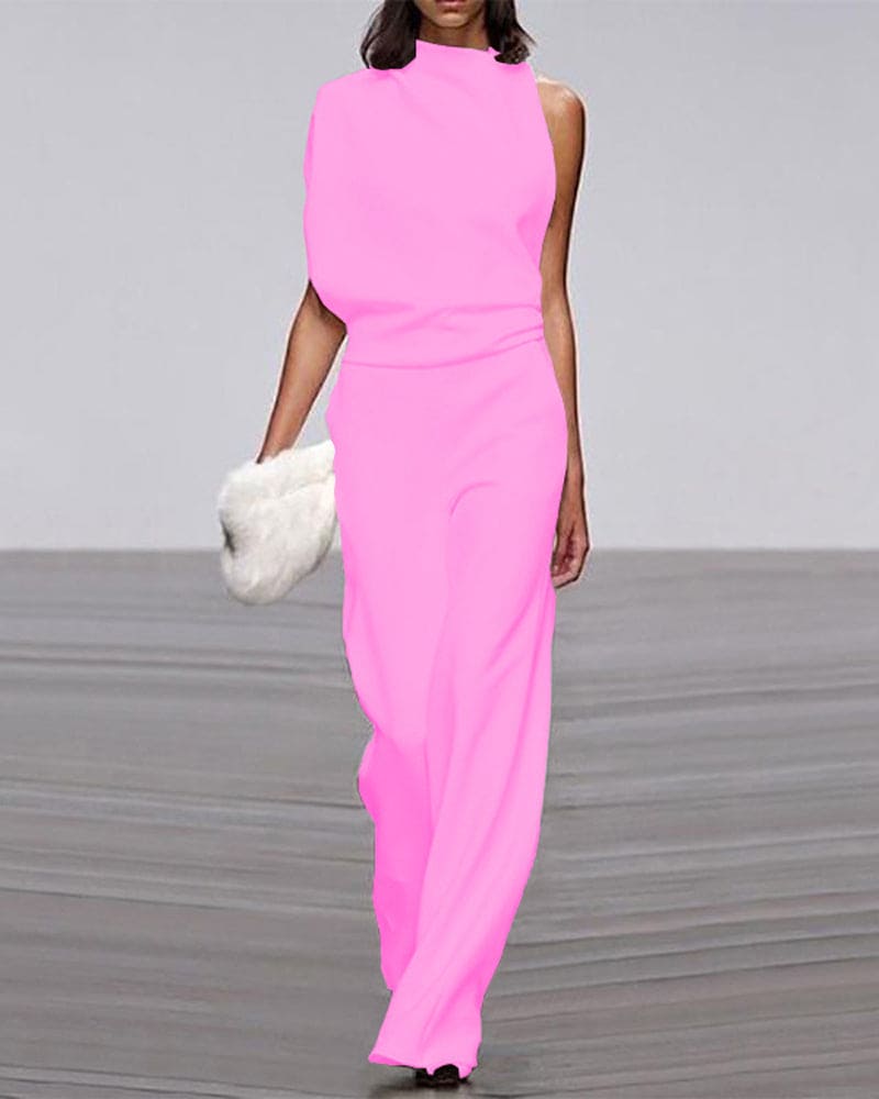 Elina women’s elegant high-neck jumpsuit with long sleeves and refined tailoring