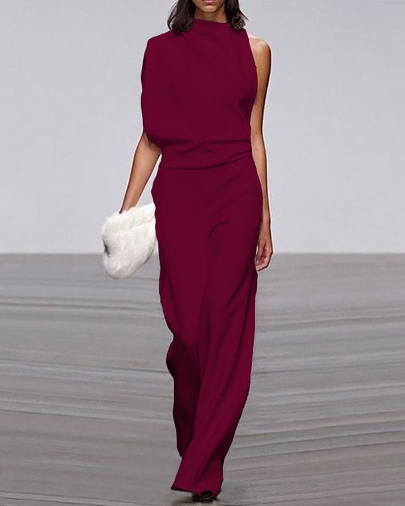 Elina women’s elegant high-neck jumpsuit with long sleeves and refined tailoring