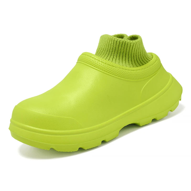Women’s clog-style socks with slip-on design.