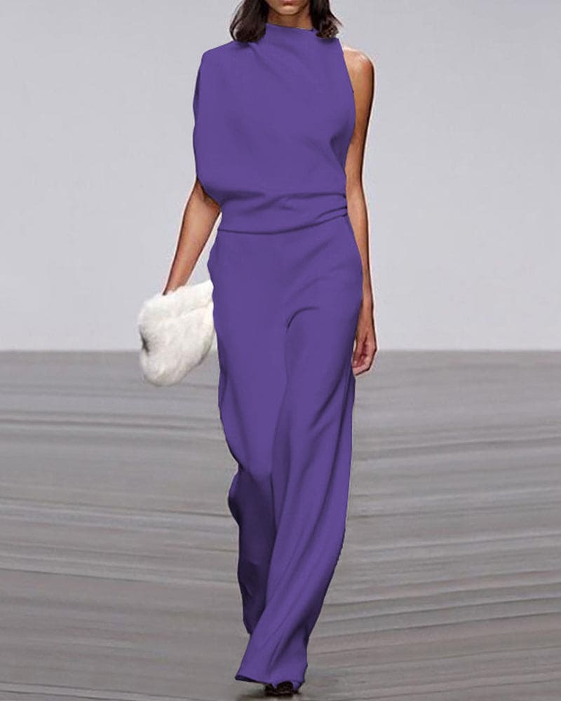 Elina women’s elegant high-neck jumpsuit with long sleeves and refined tailoring