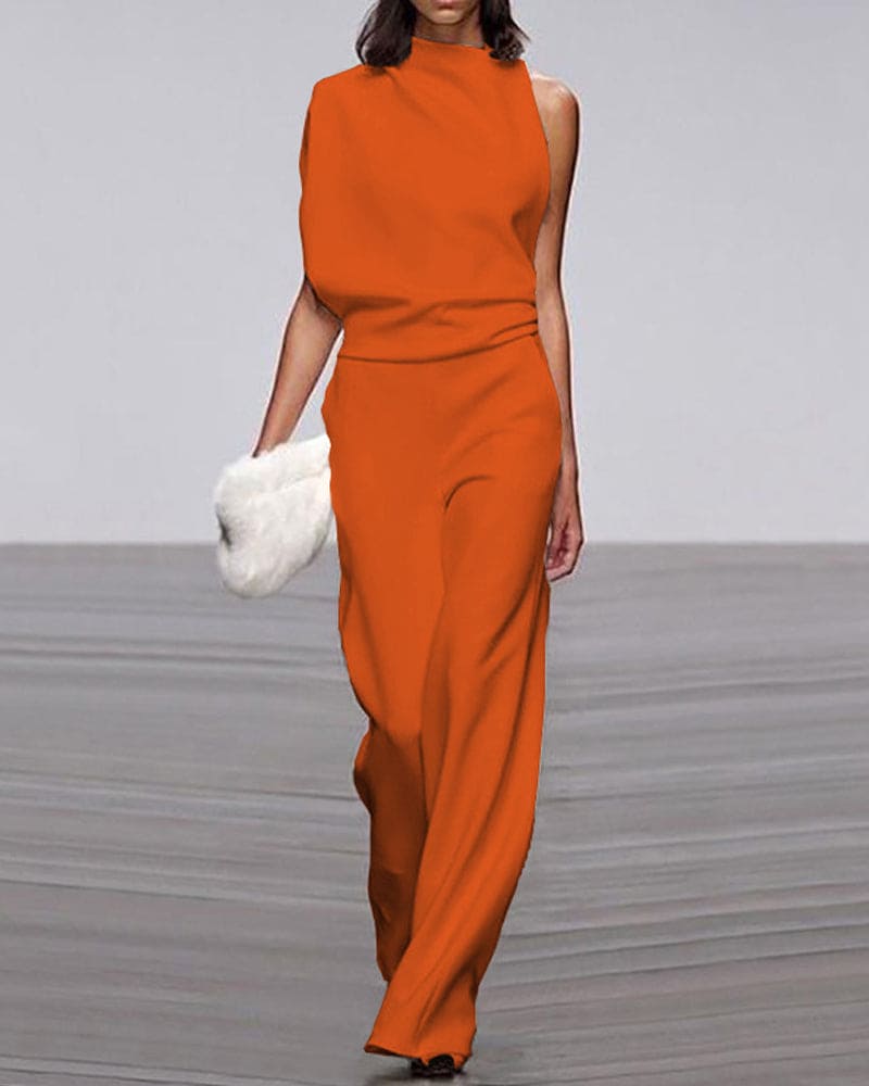 Elina women’s elegant high-neck jumpsuit with long sleeves and refined tailoring