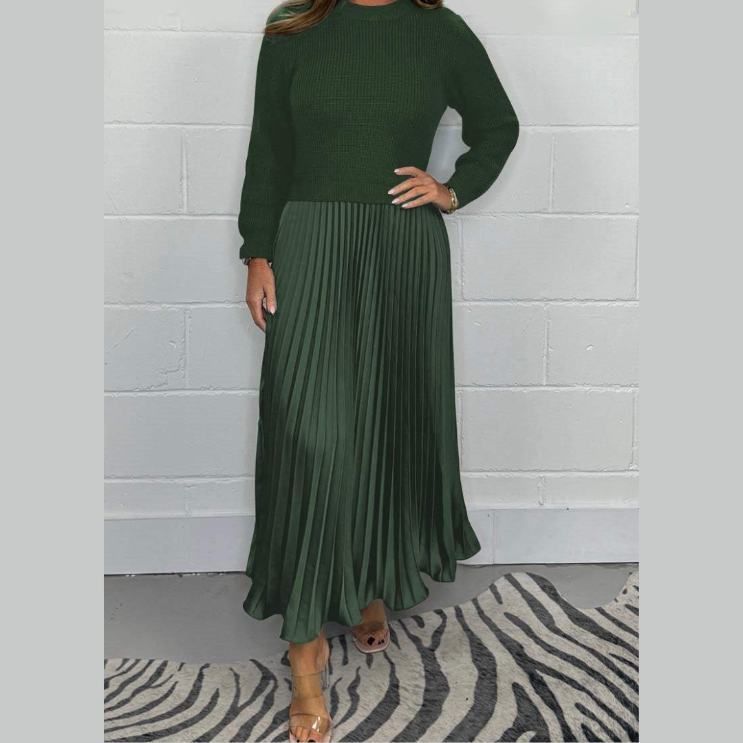 Eliza Coordinated 2-Piece Sweater and Skirt Set with pleated skirt and long-sleeve top