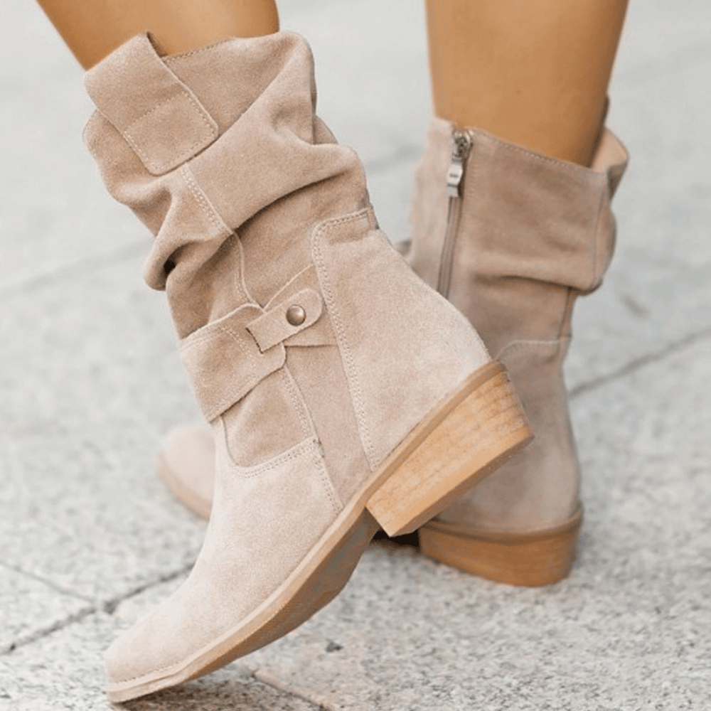Women’s suede-effect mid-calf ankle boots with soft lining – Mireille