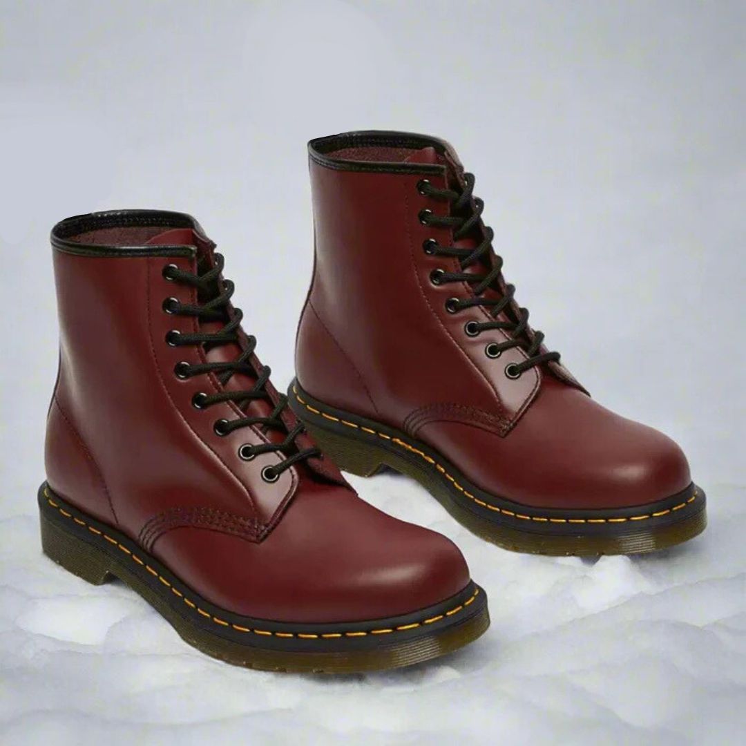 Ethan unisex faux leather boots with structured design and sturdy sole, versatile everyday footwear