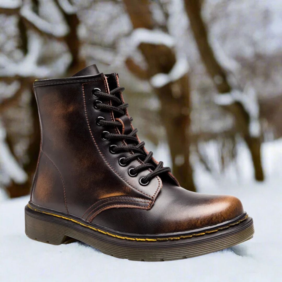 Ethan unisex faux leather boots with structured design and sturdy sole, versatile everyday footwear
