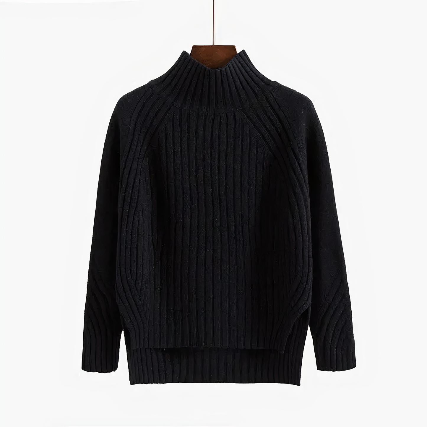 Maeve soft knit sweater for women with a high collar and a fitted silhouette.