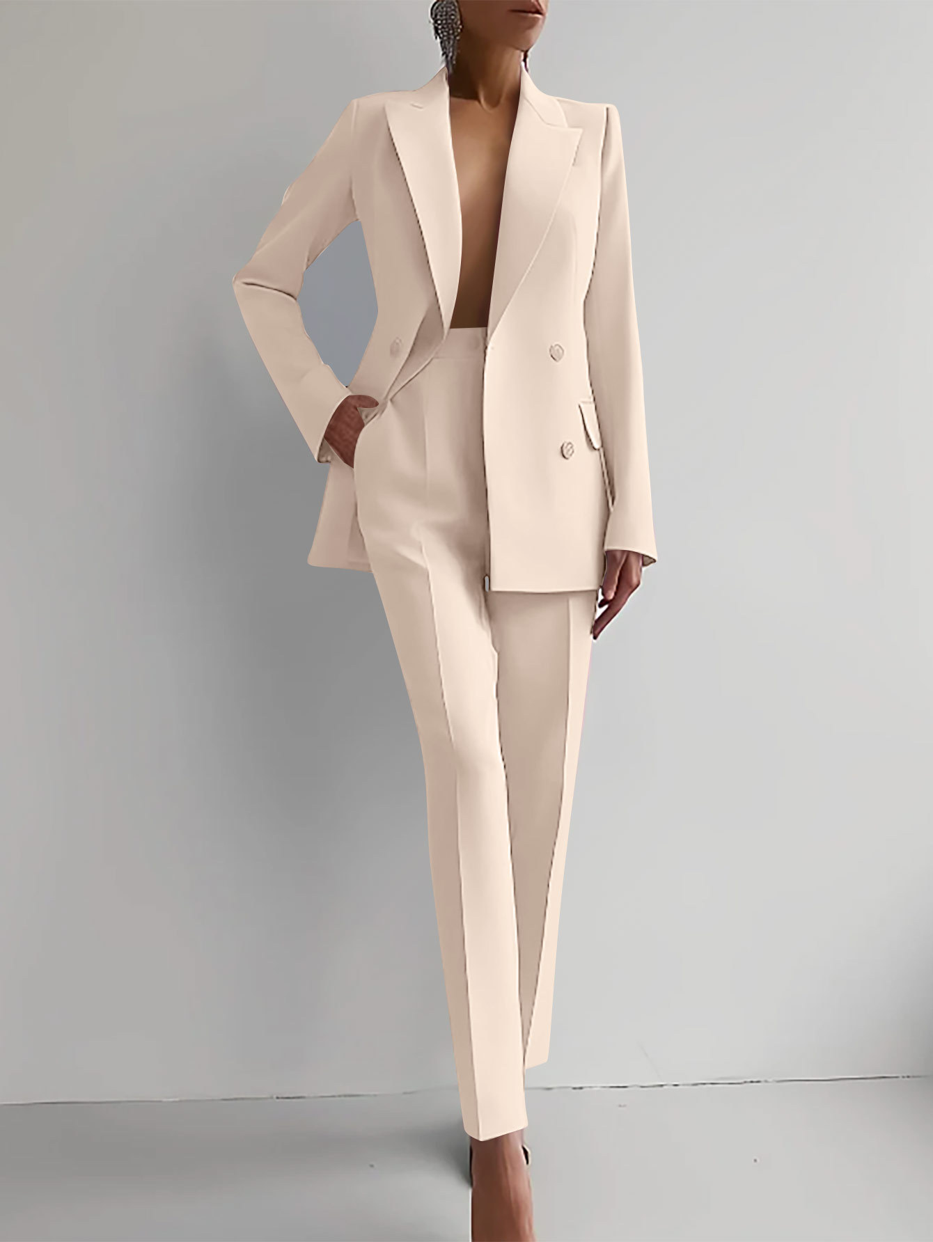 Marina chic women’s suit in lightweight stretch microfiber with elegant tailored cut