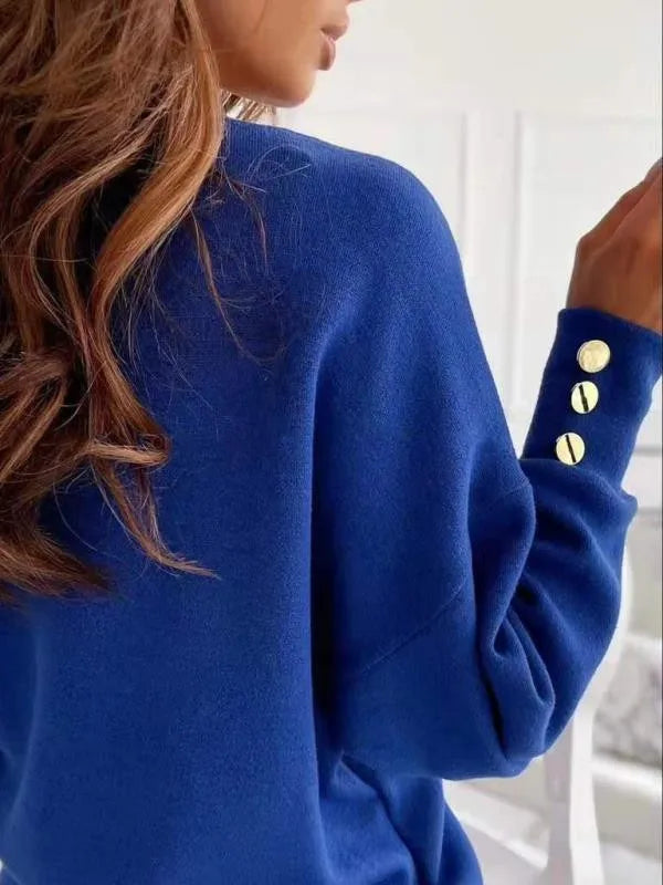 Erika chic V-neck women’s sweater in relaxed fit with long sleeves and soft breathable fabric