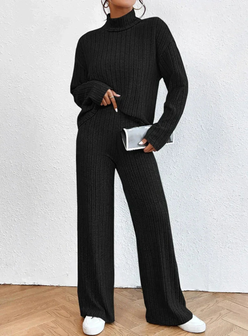 Leia women’s two-piece set with turtleneck sweater and pants for chic casual style