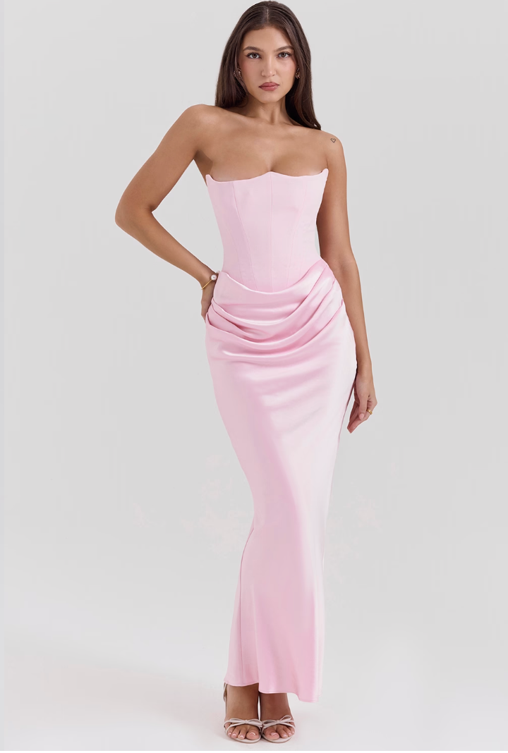Selene women’s sleeveless corset-style maxi dress with flowing silhouette