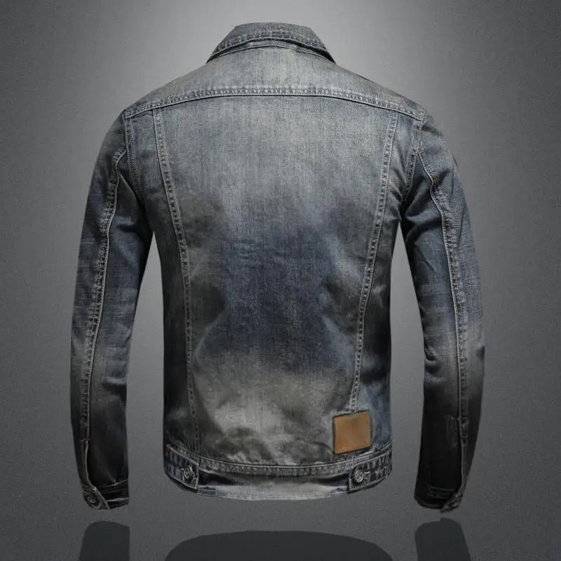Men’s retro denim jacket with zip closure and chest pockets – Branwell