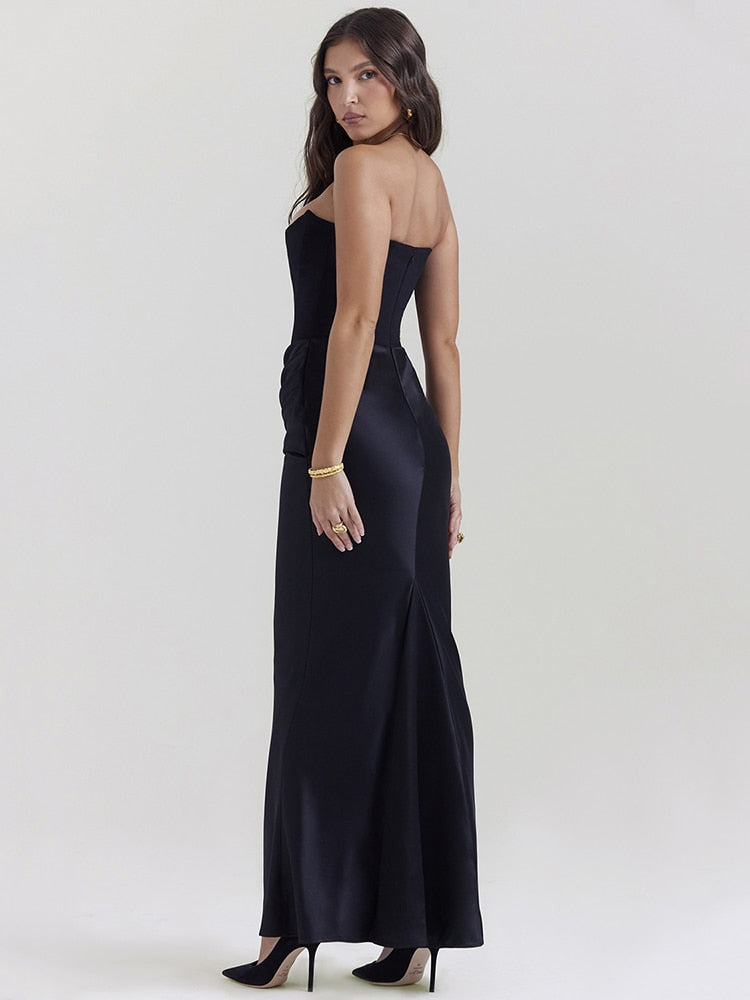 Selene women’s sleeveless corset-style maxi dress with flowing silhouette