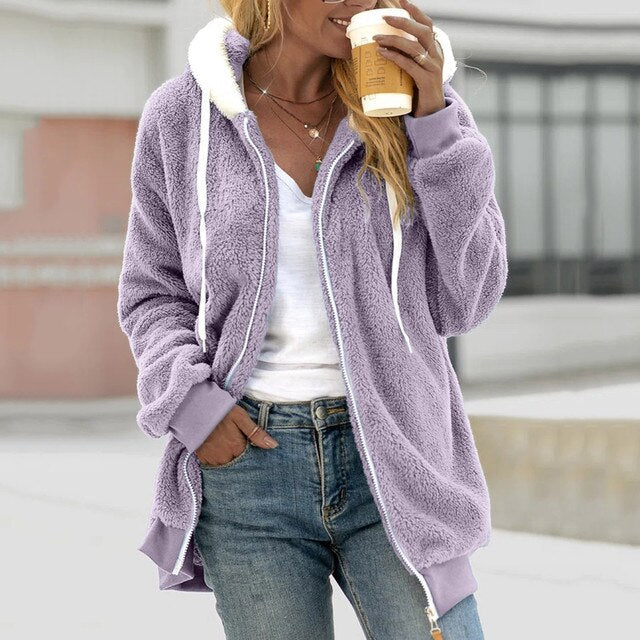 Alara women’s hooded zip-up sweatshirt in relaxed fit with cozy hood, casual and versatile style