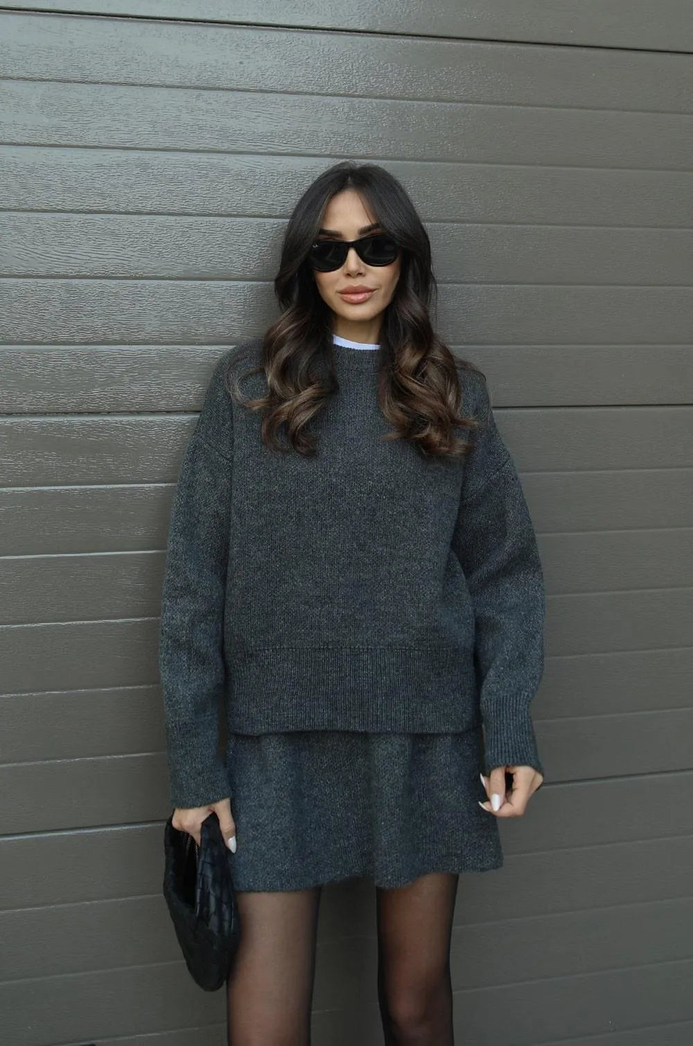 Florence Knit Skirt Suit Set with oversized sweater and matching skirt
