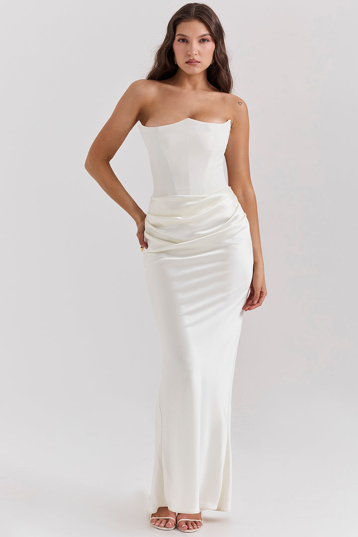 Selene women’s sleeveless corset-style maxi dress with flowing silhouette