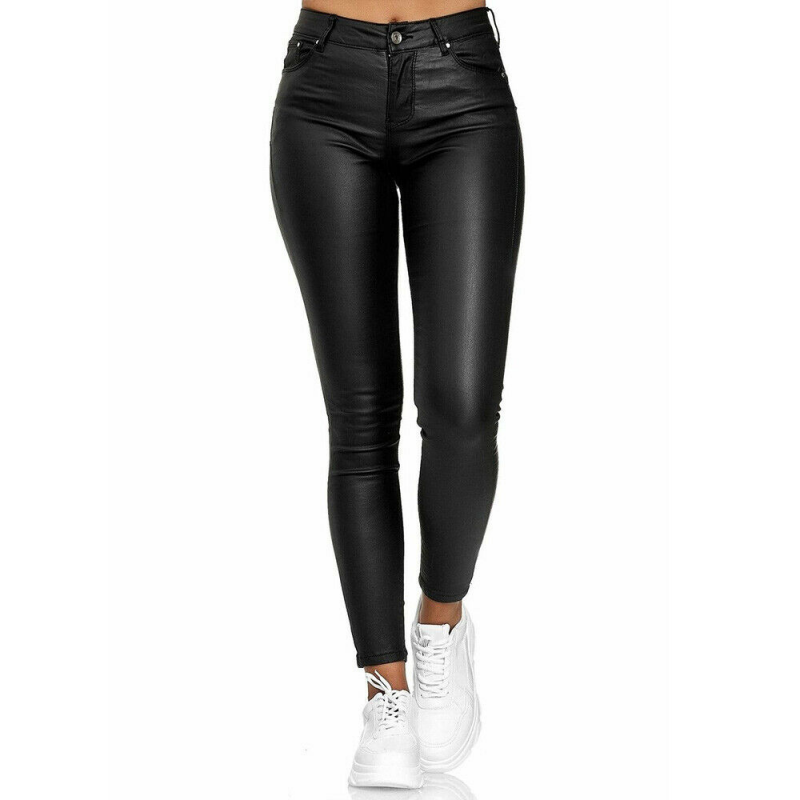 Daphne women’s high-waist faux leather pants with sleek fitted silhouette