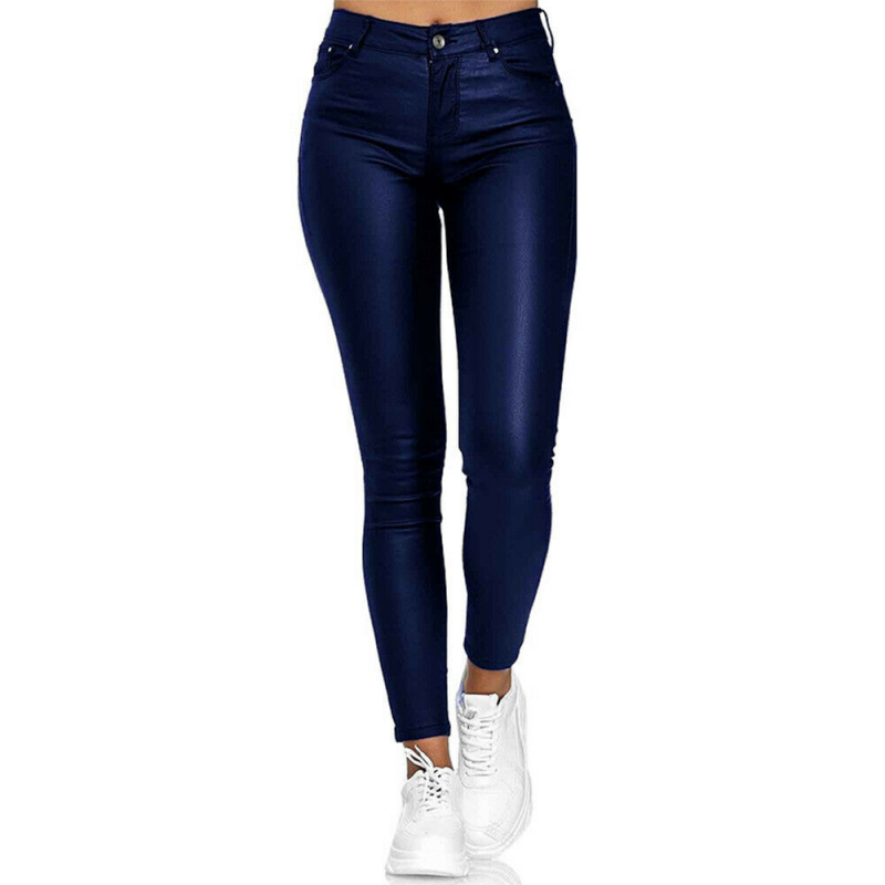 Daphne women’s high-waist faux leather pants with sleek fitted silhouette