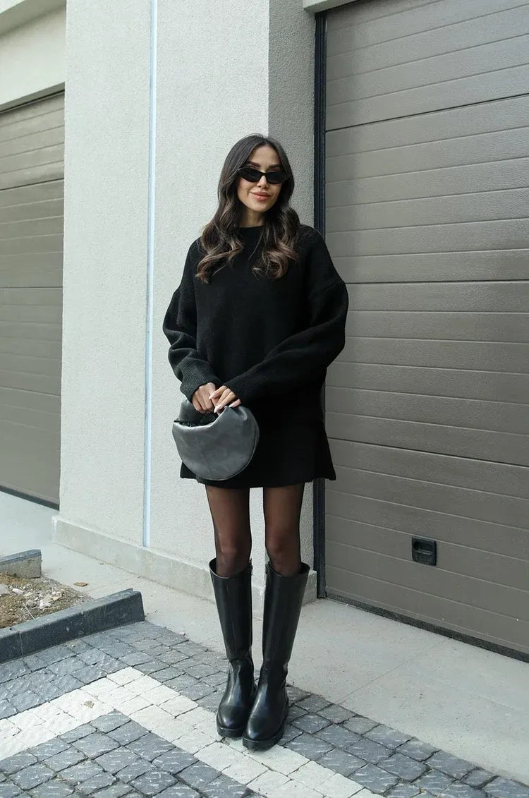 Florence Knit Skirt Suit Set with oversized sweater and matching skirt