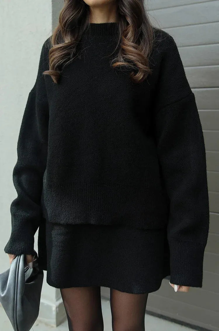 Florence Knit Skirt Suit Set with oversized sweater and matching skirt