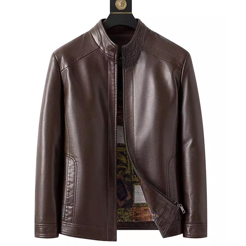 Eduardo men’s faux leather jacket with tailored fit, zip closure, and structured silhouette