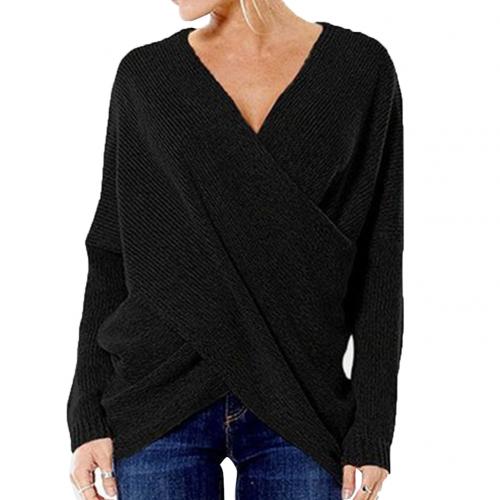 Nerina women’s casual crossed sweater with front wrap design and relaxed silhouette