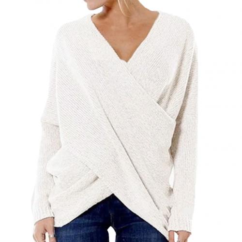 Nerina women’s casual crossed sweater with front wrap design and relaxed silhouette
