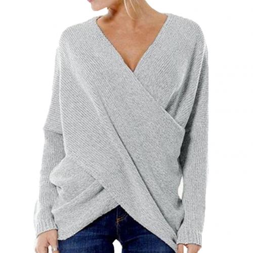 Nerina women’s casual crossed sweater with front wrap design and relaxed silhouette