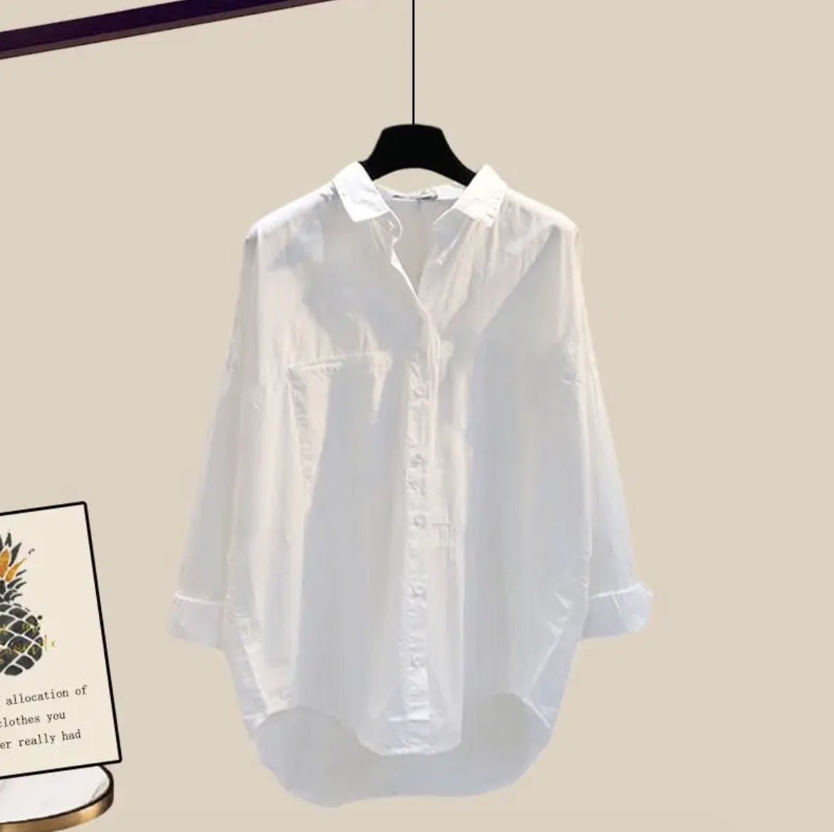 Lorelei three-piece women's set with flared pants, a long-sleeve blouse, and a sleeveless woven top.