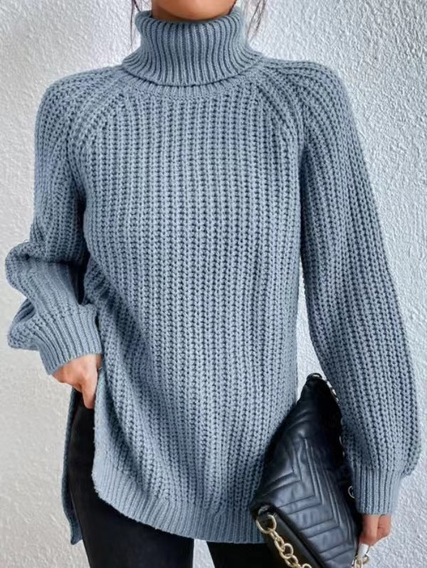 Nora women's textured high neck sweater in a structured, clean-cut design.