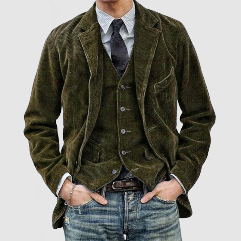 Julian men’s structured blazer with layered inner vest design, tailored and versatile style