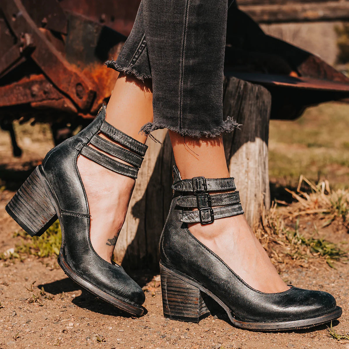 Amara women's elegant heels with a triple strap design and a sleek, modern silhouette.