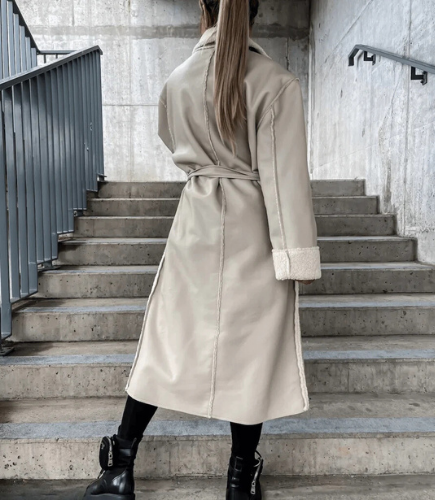 Yvette women's long coat with a structured design, modern look, and a refined cut.