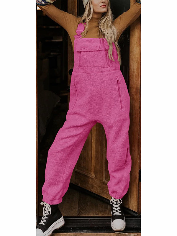 Oba women’s fleece-style jumpsuit with zip pockets and tailored fit