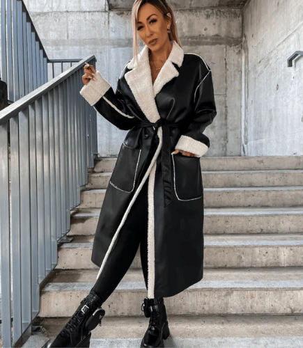 Yvette women's long coat with a structured design, modern look, and a refined cut.