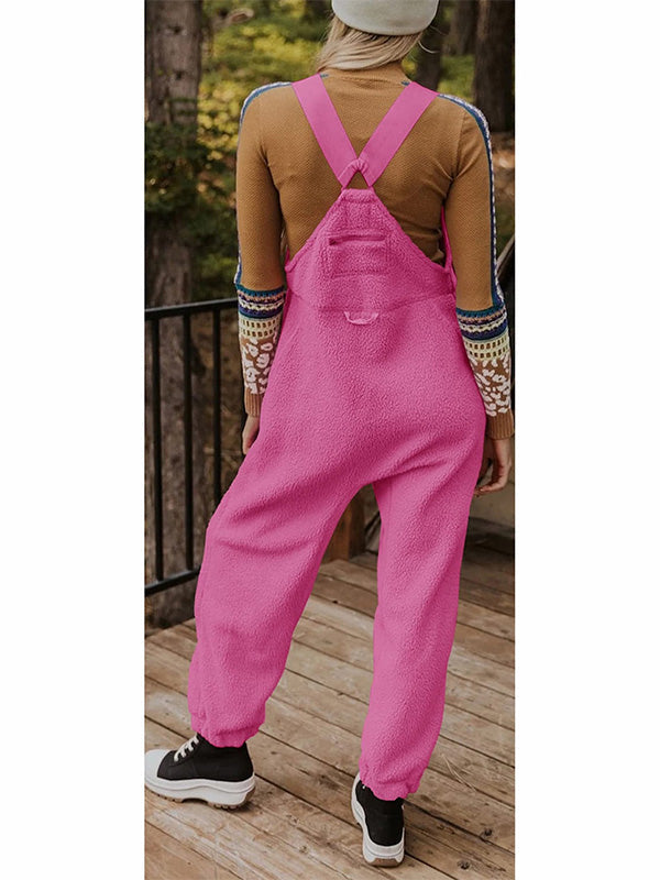 Oba women’s fleece-style jumpsuit with zip pockets and tailored fit