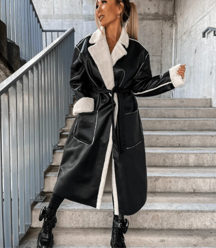 Yvette women's long coat with a structured design, modern look, and a refined cut.