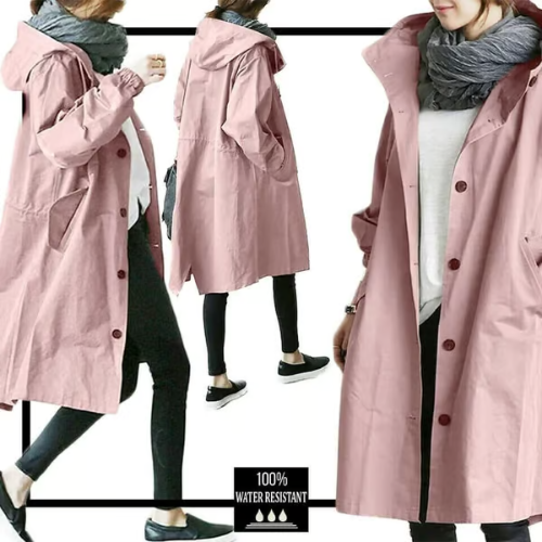 Kael oversized windbreaker jacket for women, featuring a water-resistant finish and a modern, relaxed fit.