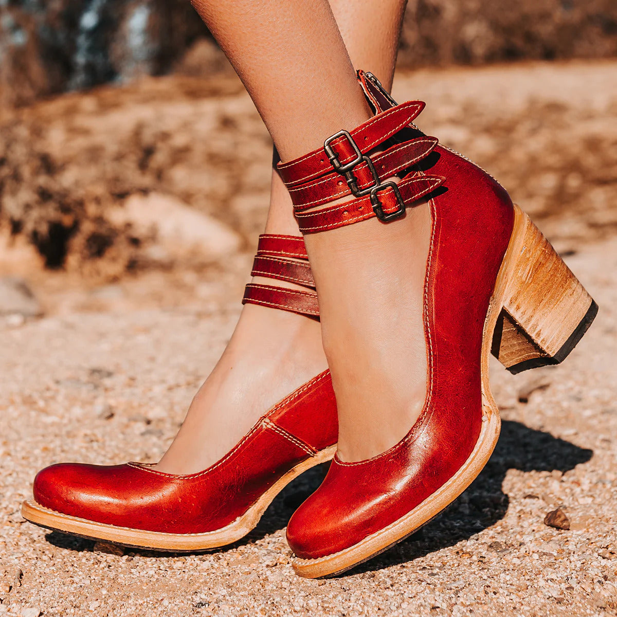 Amara women's elegant heels with a triple strap design and a sleek, modern silhouette.
