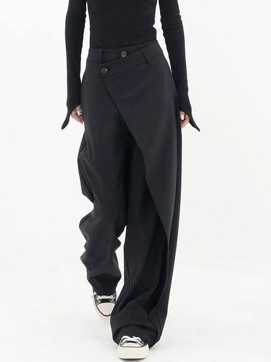 Women’s wide-leg crossed front trousers in breathable fabric – Maribel