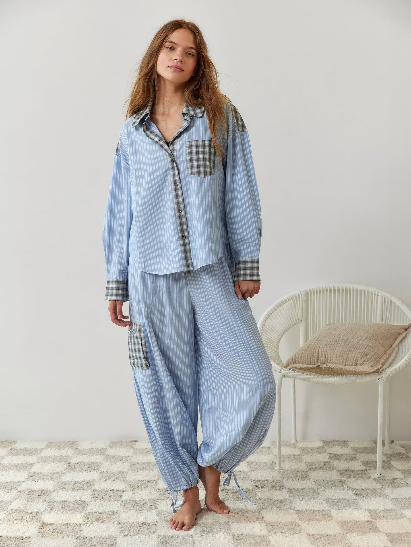 Blair women's pajama set with a classic plaid pattern, long sleeves, and a comfortable, relaxed fit.