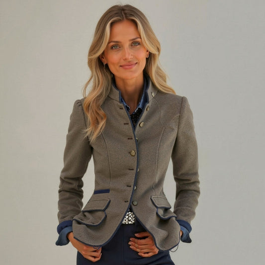 Aveline sophisticated high-collar cardigan in soft microfiber with elegant tailored fit