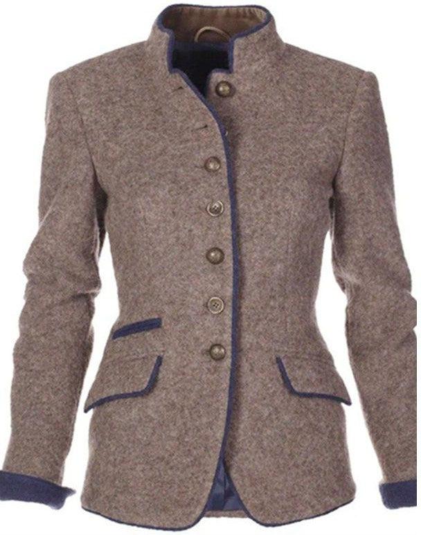 Aveline sophisticated high-collar cardigan in soft microfiber with elegant tailored fit